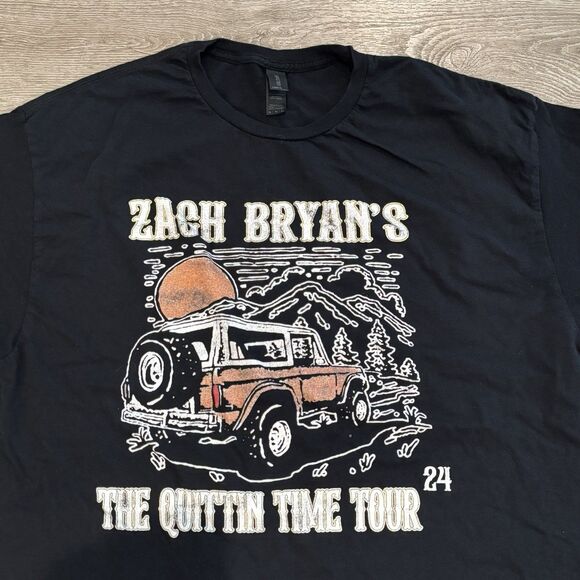 Zach Bryan Quittin Time Tour 2024 Graphic T-Shirt Black XL - Picture 1 of 6